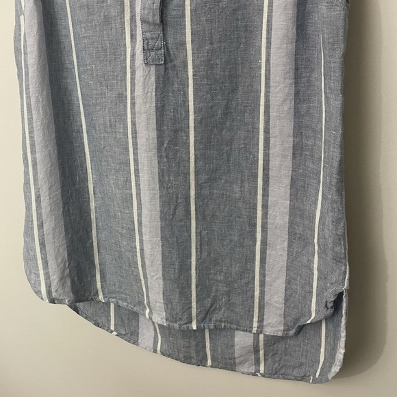 Ellen Tracy Linen Sleeveless Top Womens Blue White Stripe Button Up Neckline S - Picture 4 of 15